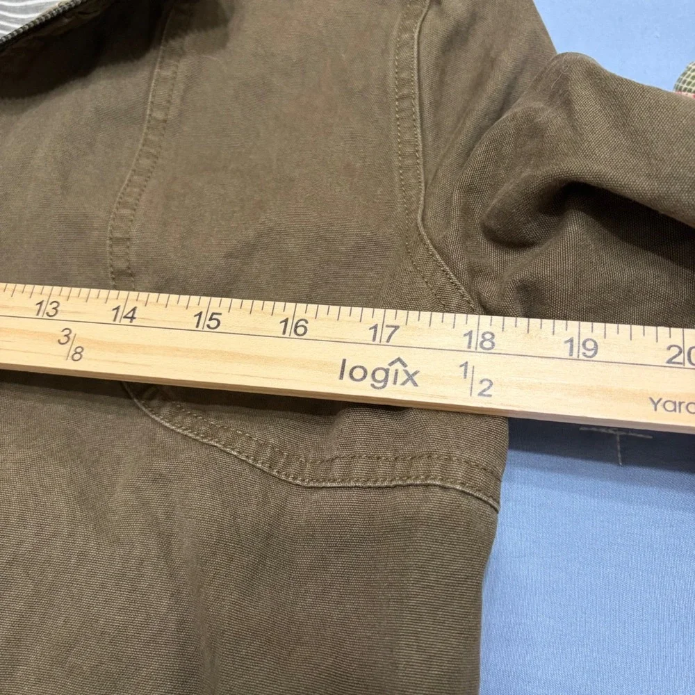 Blu Pepper Womens Olive Green Utility Anorak Hooded Jacket Small Striped Lining